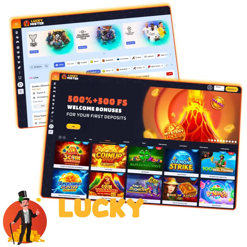 Lucky Mister Casino interface illustration